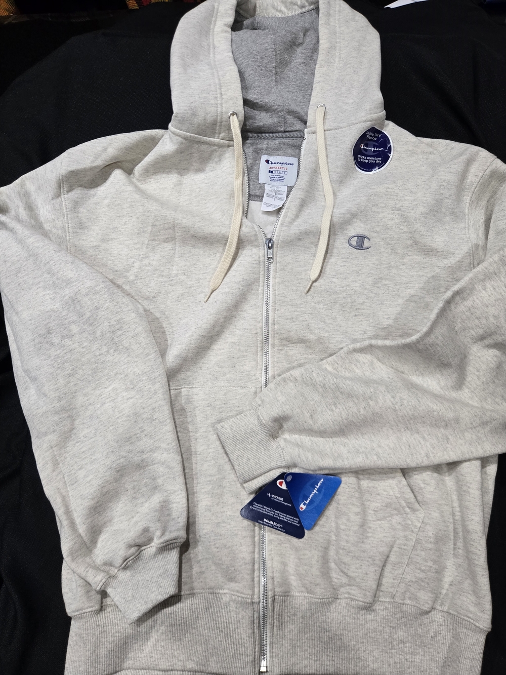 Champion Full-Zip Hoodie in Light Heather Oatmeal
